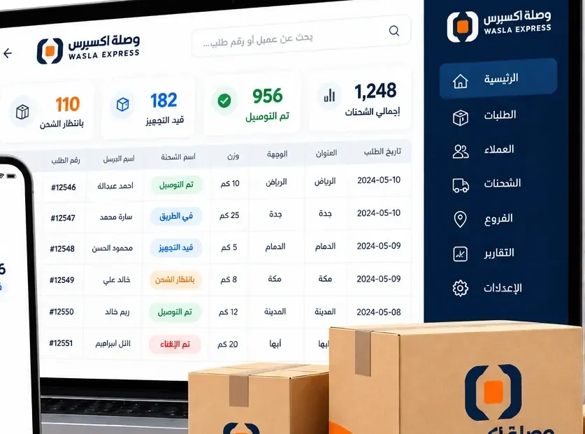 وصلة إكسبرس — لوحة التحكم وطلبات الشحن